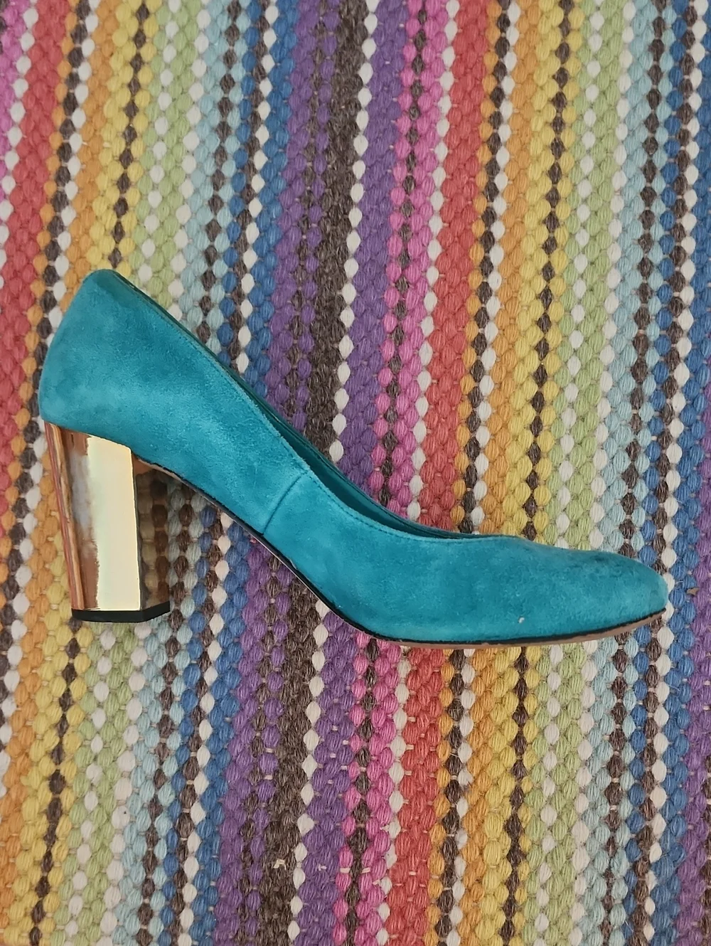 Dolce Vida Teal Suede Pumps With Gold Heel Size 8